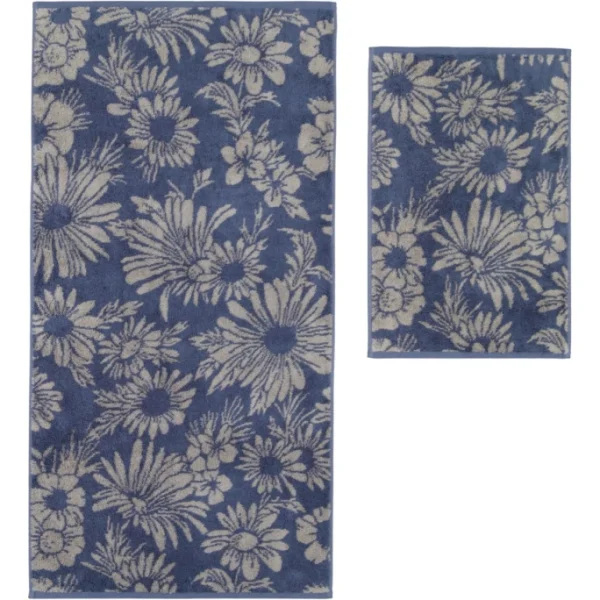 Blitzangebot ? Cawö Two-Tone Floral Duschtuch – 80×150 Cm – Blau ? 3