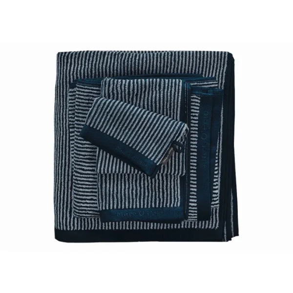 Am billigsten ? Marc O’Polo Timeless Tone Stripe Duschtuch – 70×140 Cm – Marine/light Silver ? 1